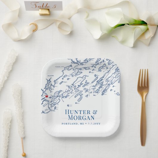 Portland Maine Casco Bay Pappteller (Hochzeit)