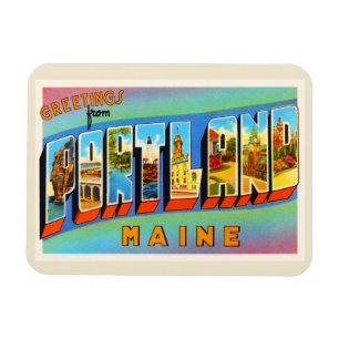 Portland Maine ICH alte Vintage Reise-Andenken Magnet