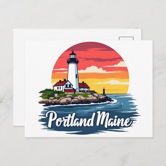 Portland, Maine | Leuchtturm Postkarte (Vorne/Hinten)