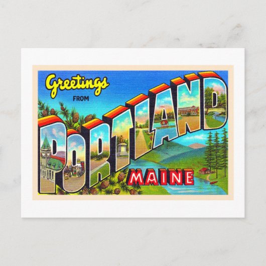 Portland Maine ME Vintage Postkarte für Großbuchst (Vorderseite)