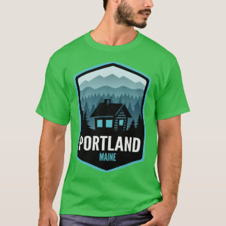 Portland Maine Mountain Town Cabin T-Shirt