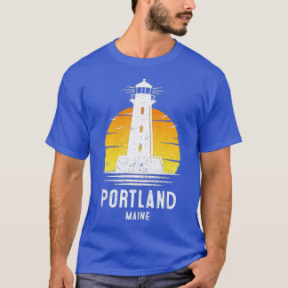 Portland Maine Retro Vintages Leuchtturm Idee T-Shirt
