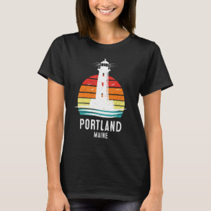 Portland Maine Retro Vintages Leuchtturm Idee T-Shirt