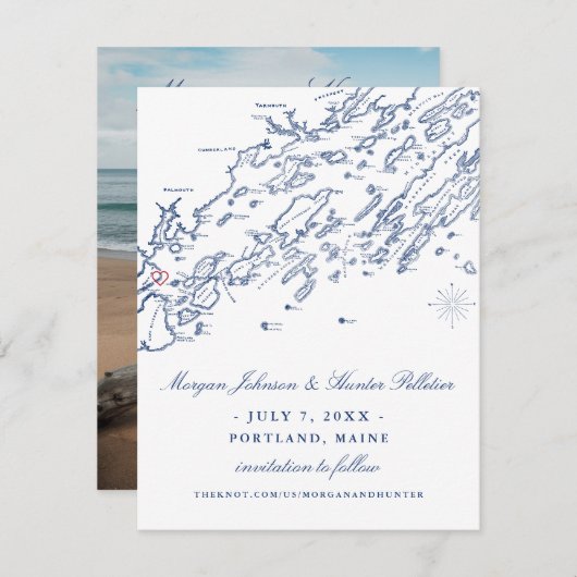 Portland Maine Save the Date (Vorne/Hinten)