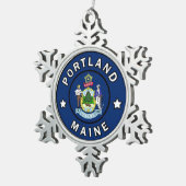 Portland Maine Schneeflocken Zinn-Ornament (Rechts)