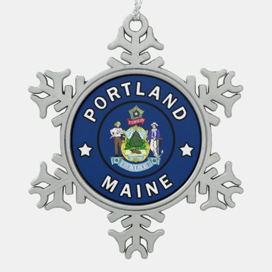 Portland Maine Schneeflocken Zinn-Ornament (Vorderseite)