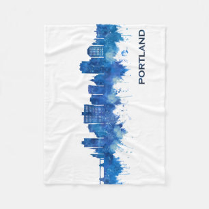 Portland Maine Skyline Blue Fleecedecke