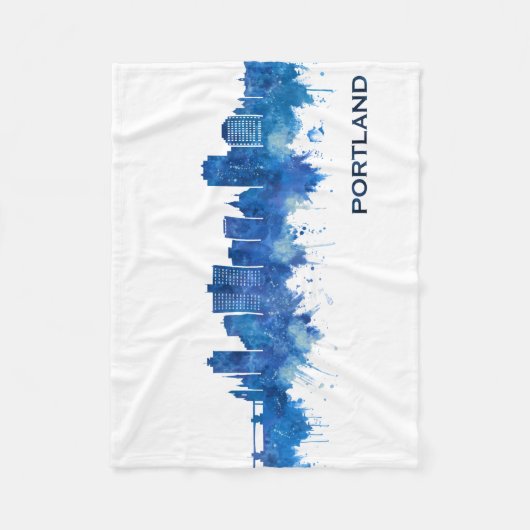 Portland Maine Skyline Blue Fleecedecke (Vorderseite)