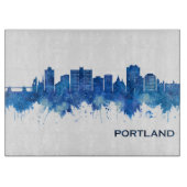 Portland Maine Skyline Blue Schneidebrett (Vorderseite)