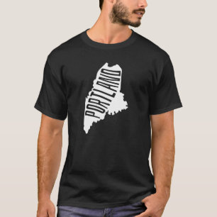 Portland, Maine Staat Kontur - USA Travel T-Shirt