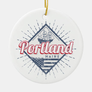 Portland Maine Stadt Vereinigte Staaten Vintage US Keramik Ornament