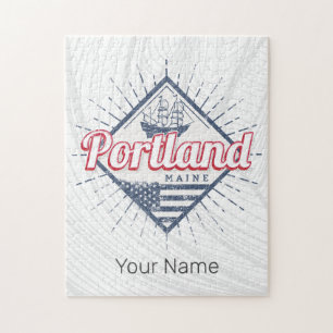 Portland Maine Stadt Vereinigte Staaten Vintage US Puzzle