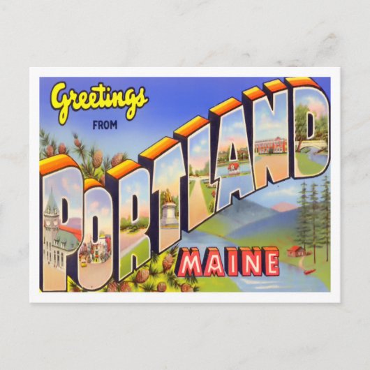 Portland, Maine Vintage Großbuchstaben Postkarte (Vorderseite)