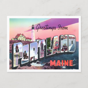 Portland, Maine Vintage Große Buchstaben Postkarte