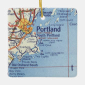Portland Maine Vintage Karte Keramikornament (Vorderseite)