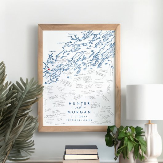 Portland Maine Wedding Modern Guest Book Poster