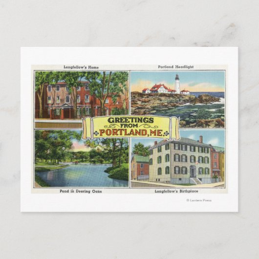 Portland, MaineGreetings From with Landschaftlich Postkarte (Vorderseite)