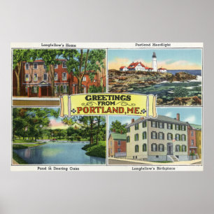Portland, MaineGreetings von mit landschaftlichem Poster
