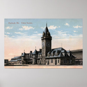 Portland, MaineUnion Stations-Eisenbahn-Ansicht Poster