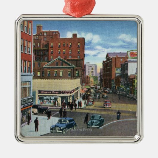 Portland, MaineView des Kongress-Quadrats Silbernes Ornament (Vorne)