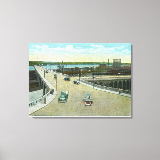 Portland, MaineView des Monuments Longfellow Leinwanddruck (Vorderseite)