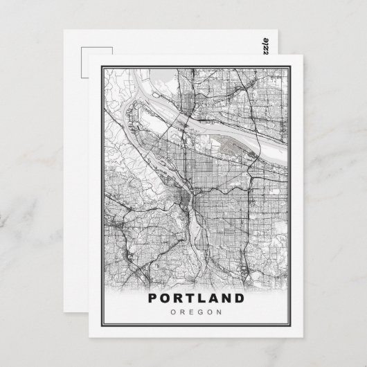 Portland Map Postkarte (Vorne/Hinten)
