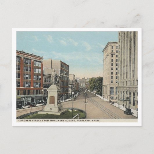 Portland ME, Congress St., Monument Square in den  Postkarte (Vorderseite)