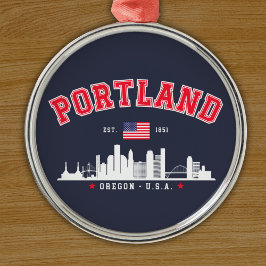 Portland Modern Skyline city Ornament Aus Metall
