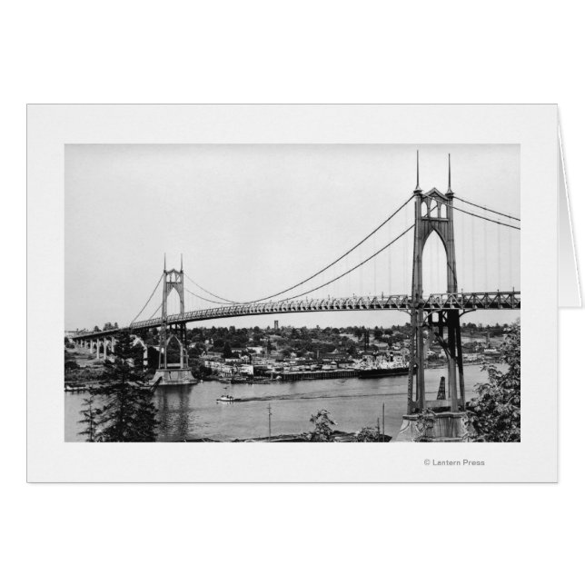 Portland, ODER Aussicht auf die St. John Bridge üb (Vorderseite (Horizontal))