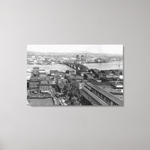 Portland, ODER Aussicht auf Stadt und Hawthorne Br Leinwanddruck