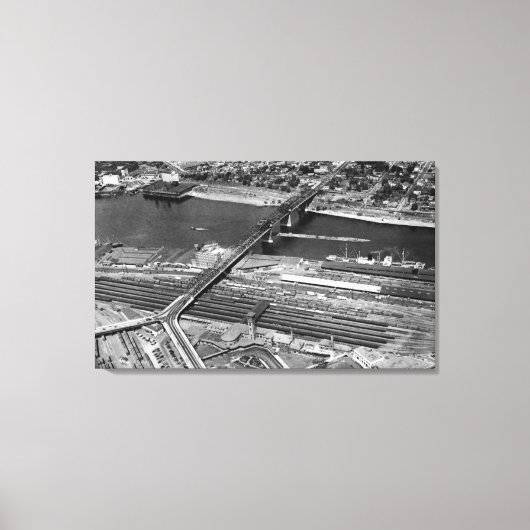 Portland, oder Broadway Bridge und Depot Leinwanddruck (Vorderseite)