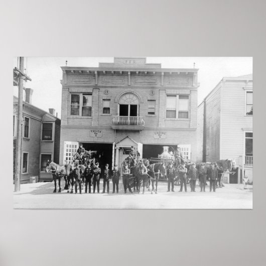 Portland, oder Feuerwehrpferd Gezeichnet und Männe Poster (Vorne)