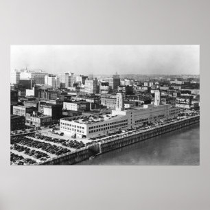 Portland, oder Luftansicht von der Hawthorne Brück Poster