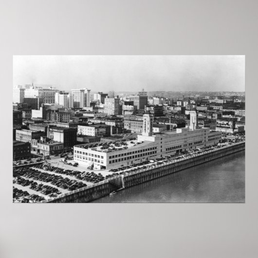 Portland, oder Luftansicht von der Hawthorne Brück Poster (Vorne)