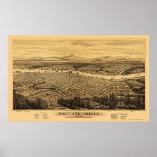 Portland ODER panoramische Karte - 1879 Poster