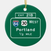 Portland ODER Verkehrsschild Keramikornament (Vorne)