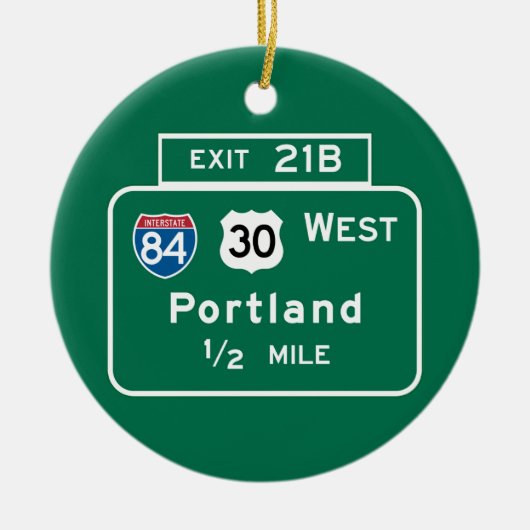 Portland ODER Verkehrsschild Keramikornament (Vorne)