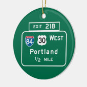 Portland ODER Verkehrsschild Keramikornament (Links)