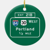 Portland ODER Verkehrsschild Keramikornament (Hinten)