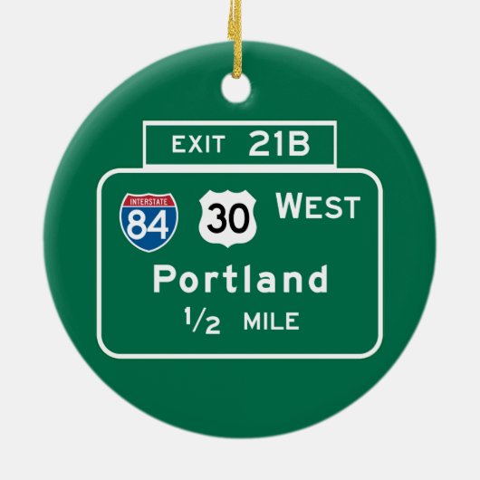 Portland ODER Verkehrsschild Keramikornament (Hinten)