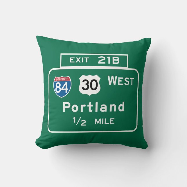 Portland ODER Verkehrsschild Kissen (Vorderseite)
