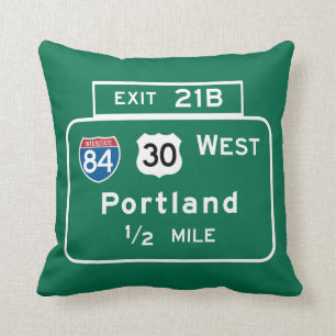 Portland ODER Verkehrsschild Kissen