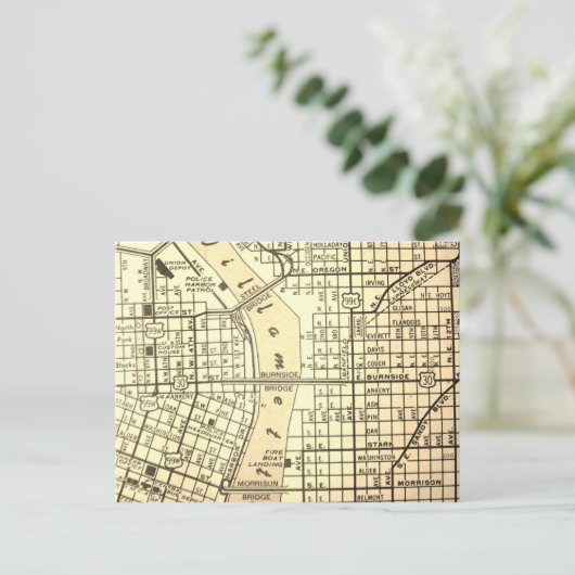 Portland, ODER Vintage Karte (Stehend Vorderseite)