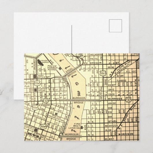 Portland, ODER Vintage Karte (Vorne/Hinten)