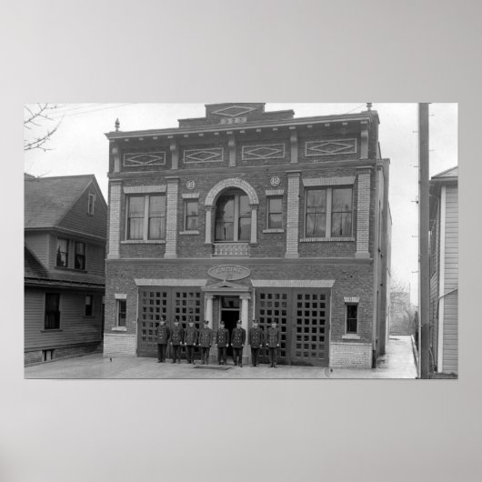 Portland, OR Fire Station #17 View Photograph Poster (Vorne)