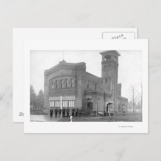 Portland, OR Fire Station View and Tower Postkarte (Vorne/Hinten)