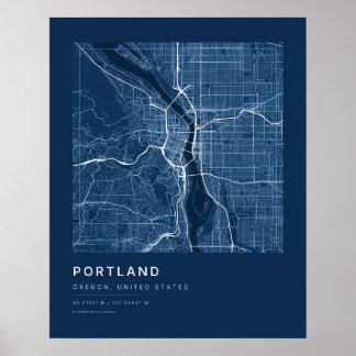Portland OR Marineblaue Stadtplan-Kunst druck Poster