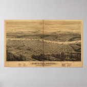 Portland Oregon 1879 Antike Panoramakarte Poster (Vorne)