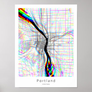 Portland Oregon Abstrakt Einfache Stadtkarte Poster