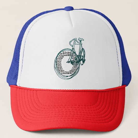 Portland Oregon Bicycle Red White Blue Trucker Hat Truckerkappe (Vorderseite)
